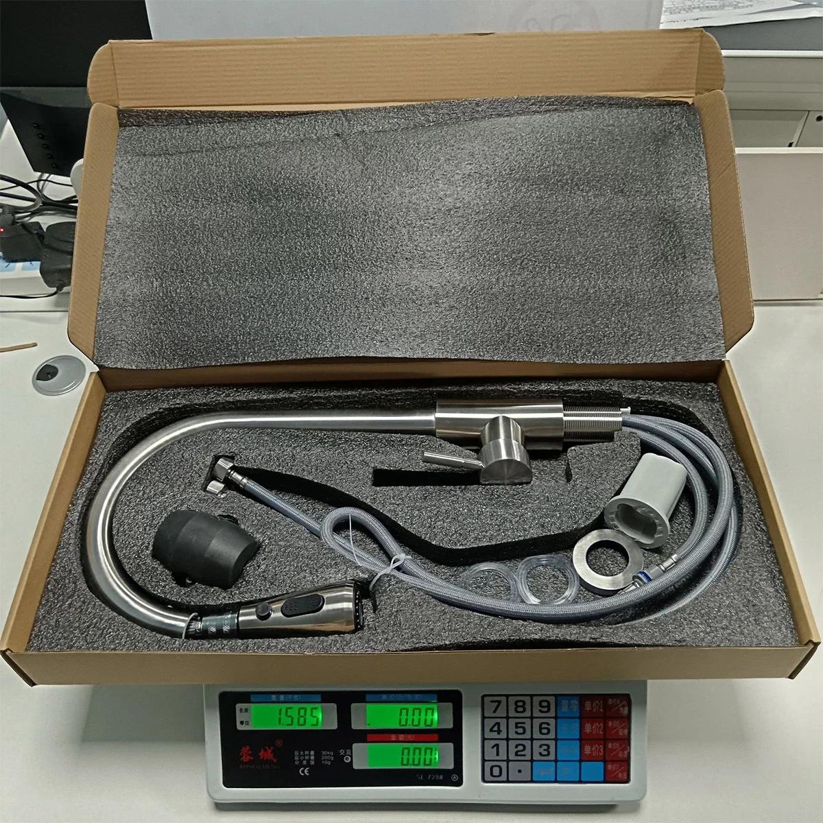 Кухонный смеситель ZEXEF Смеситель из нержавеющей стали с матовой поверхностью Смеситель для кухонной мойки Выдвижной кухонный смеситель Однорычажный смеситель water pipeG2